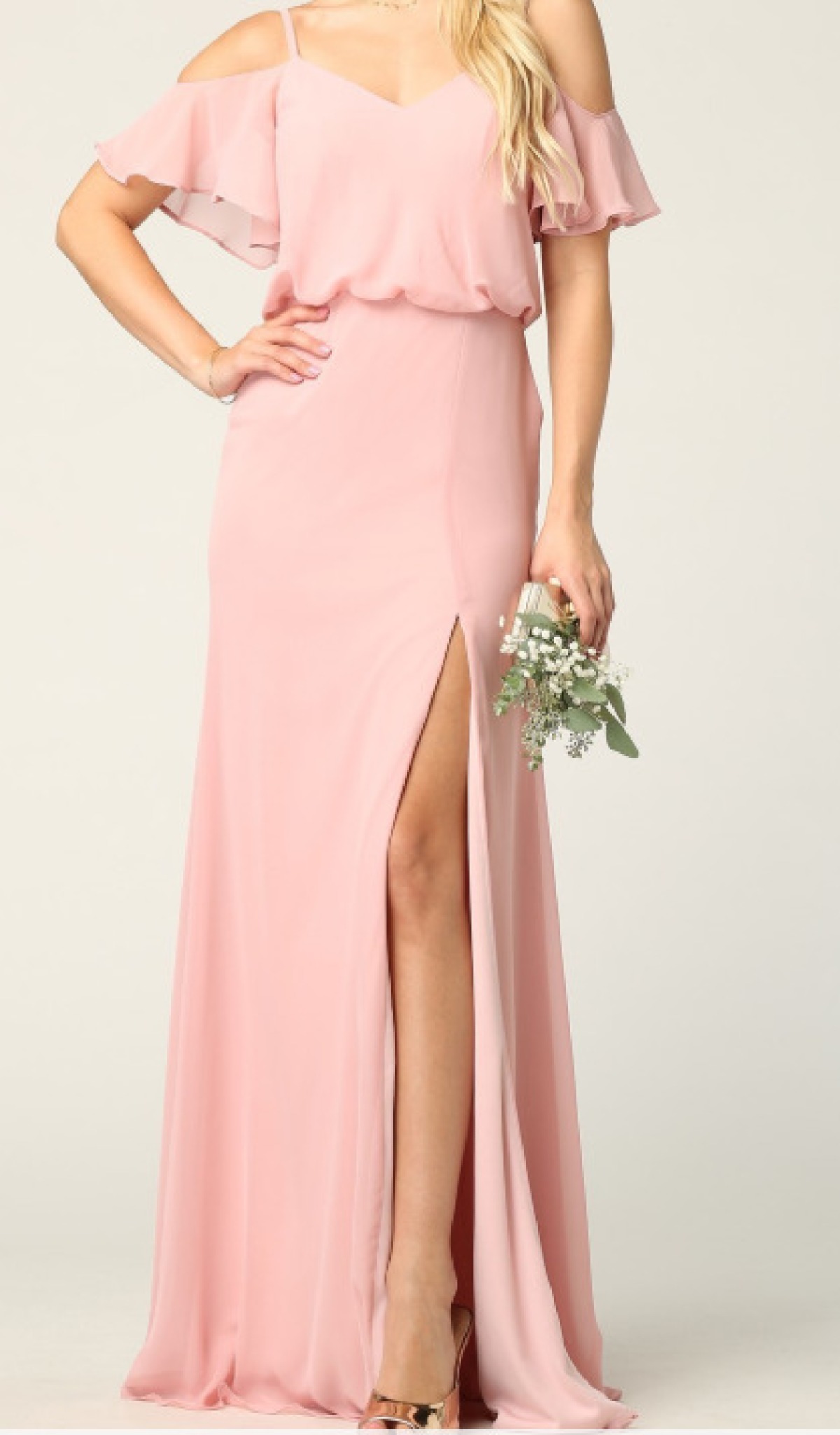 Blush Whisper Slit Gown