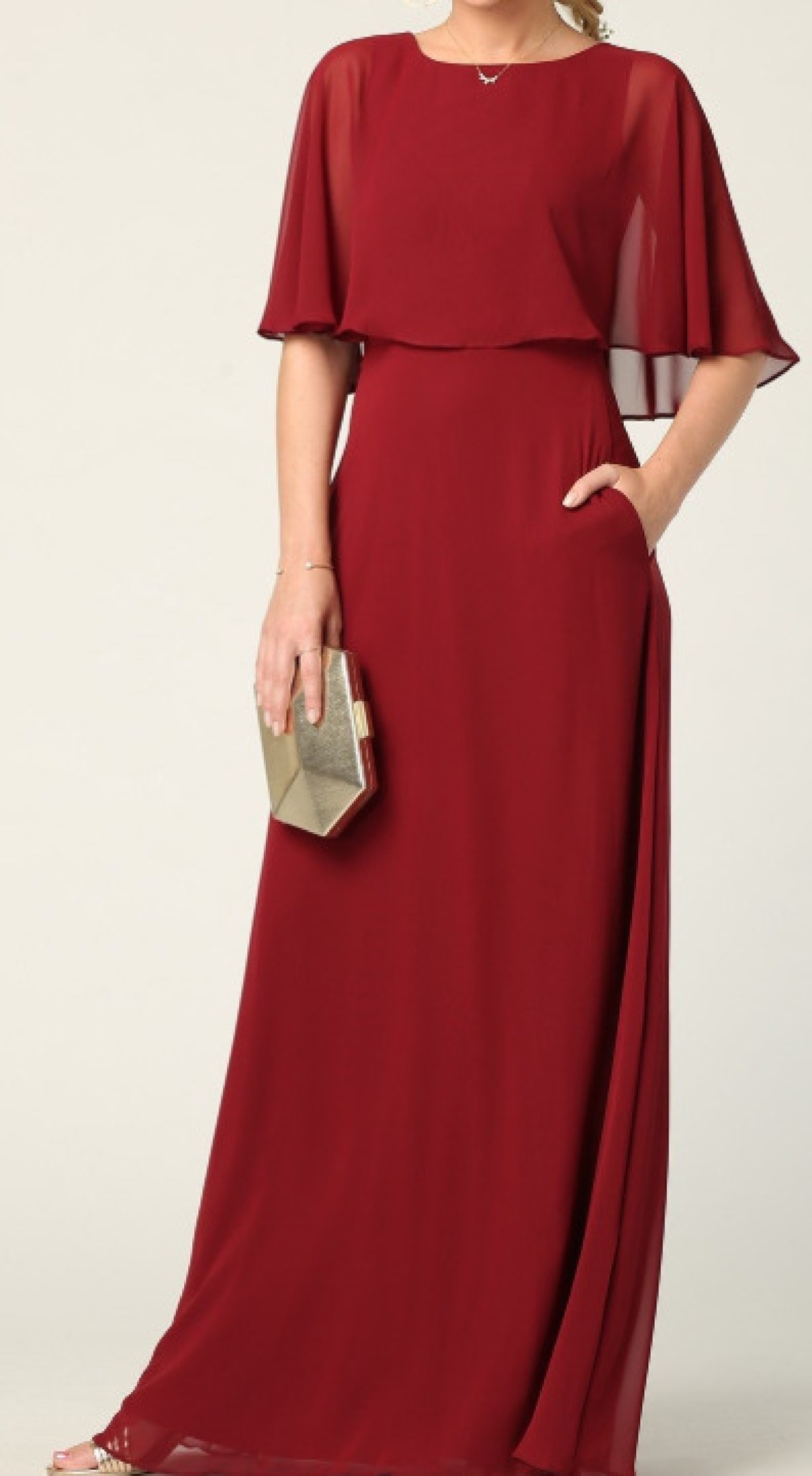 Burgundy Elegance Chiffon Gown