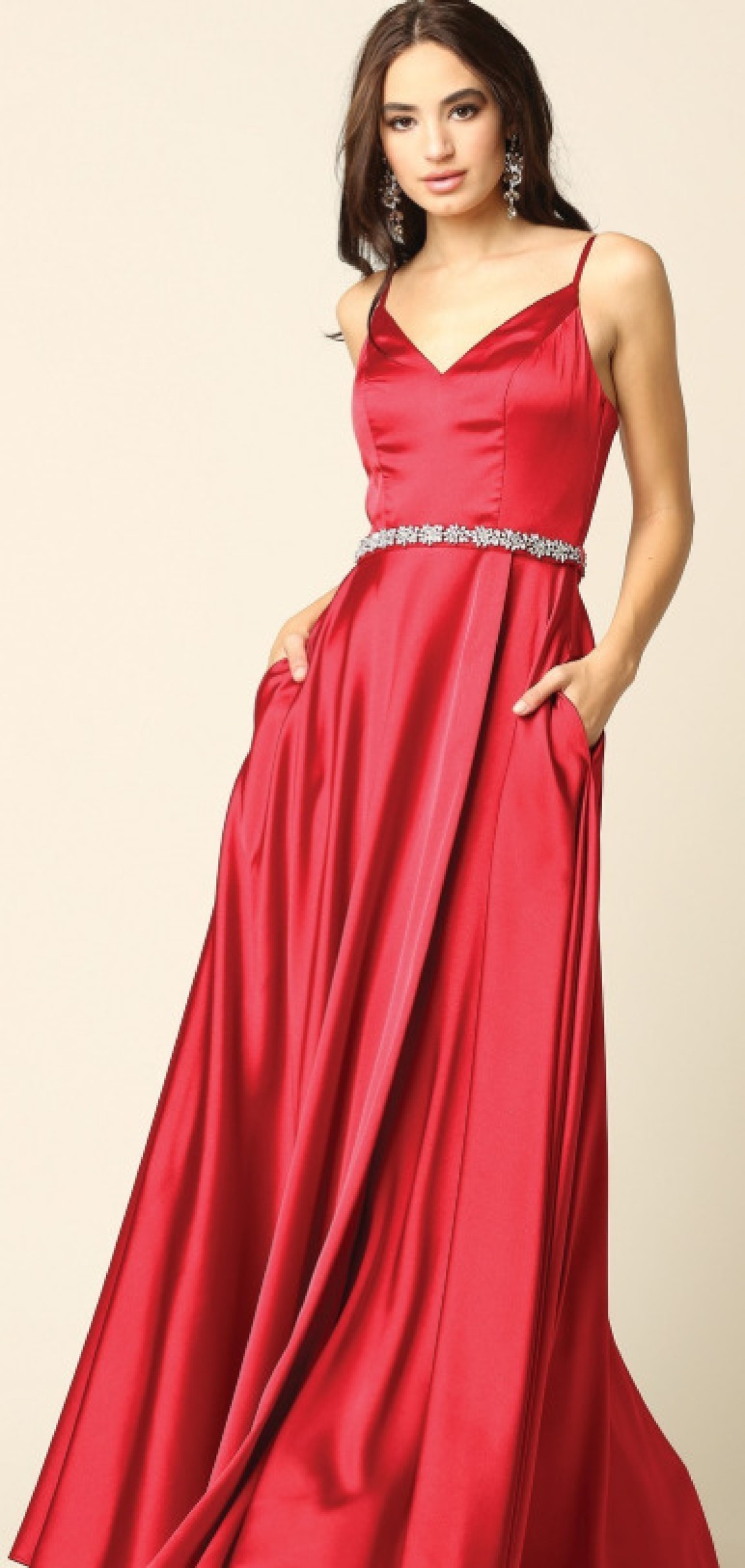 Ruby Radiance Satin Gown