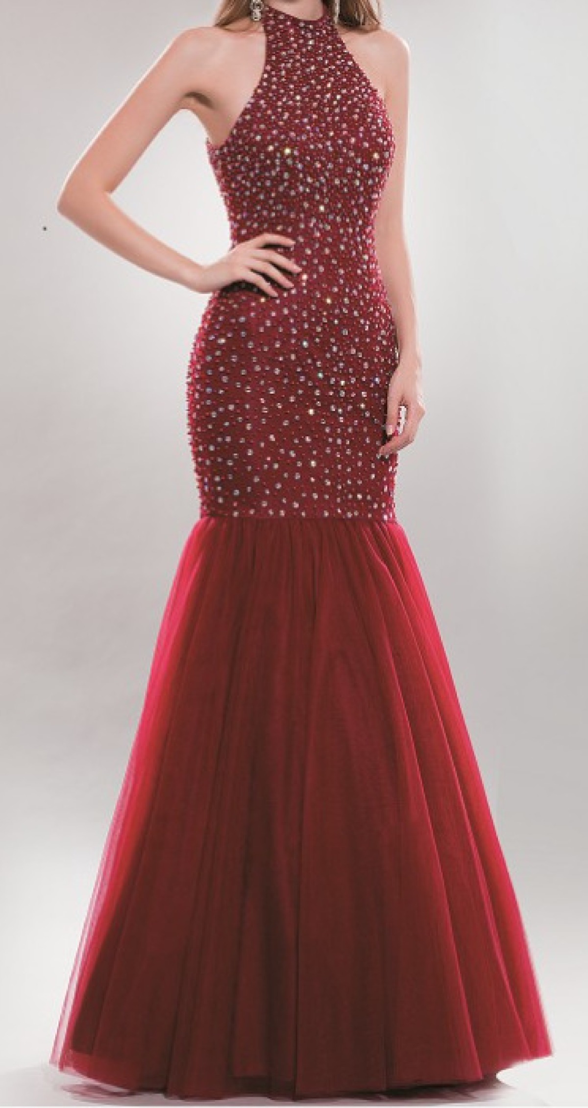Crimson Sparkle Mermaid Gown