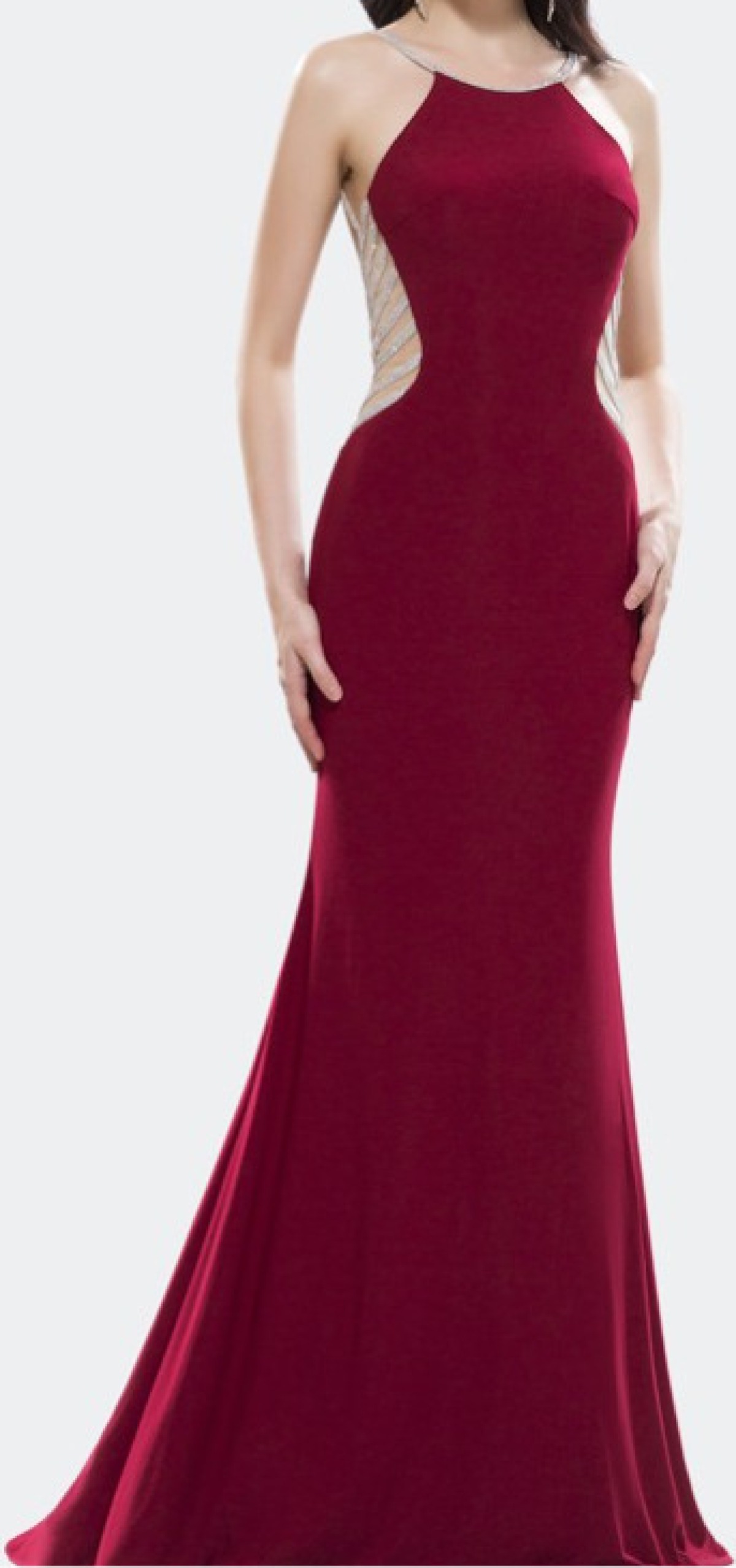 Sculpted Elegance Burgundy Gown