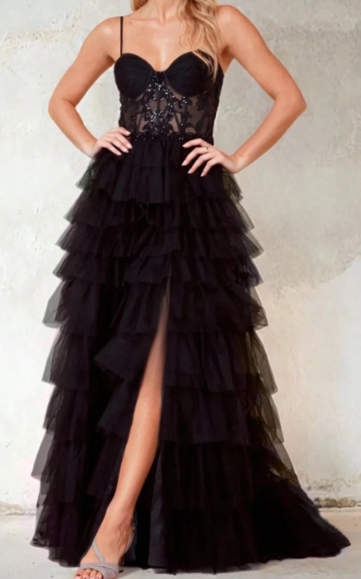 Noir Ruffle Romance Gown 