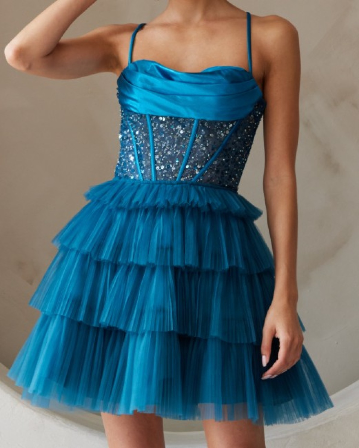 Midnight Sparkle Tiered Dress