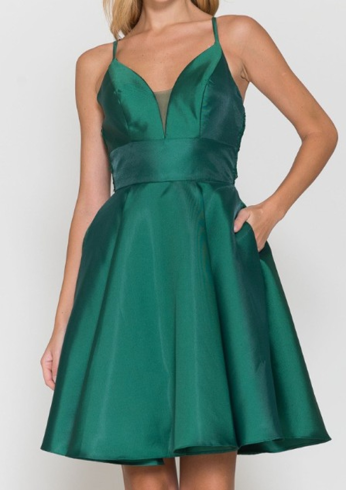 Emerald Elegance A-Line Dress