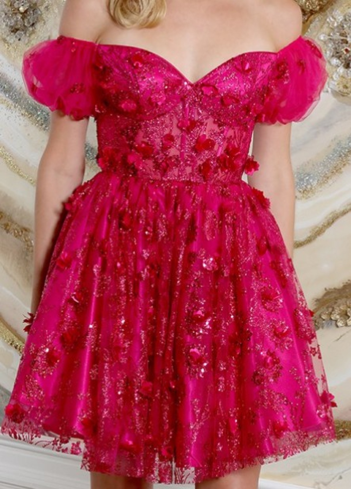 Fuchsia Fantasy Off-Shoulder Dress