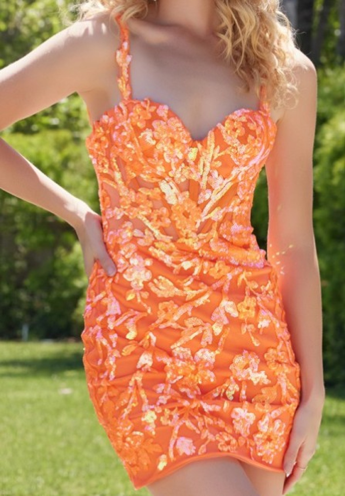 Citrus Bloom Sequin Dress