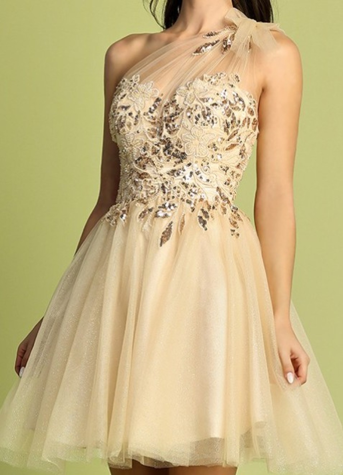 Golden Goddess One-Shoulder Dress